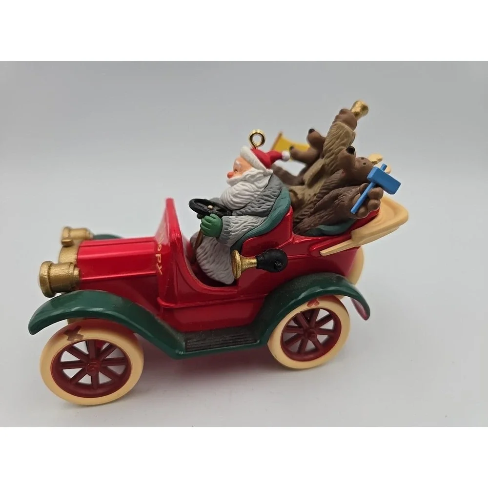 Vintage 1999 Hallmark Keepsake Ornament Jazzy‎ Jalopy Santa Claus & Reindeers